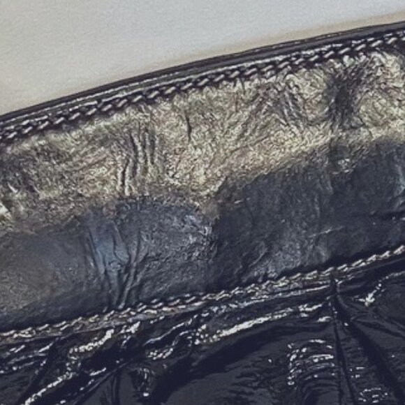 Fossil Black Leather Y2K Clutch Metal Frame Snap Shut Purse-Casual-Dinning - Picture 12 of 12